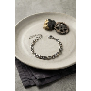 316L Çelik Gümüş Renk Rope Zincir Model Erkek Bileklik