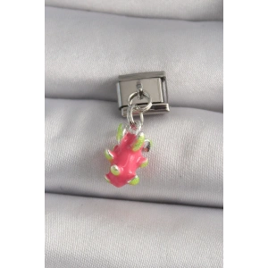 316L Çelik Gümüş Renk Sallantı Ejder Meyvesi Model Nomination Charm