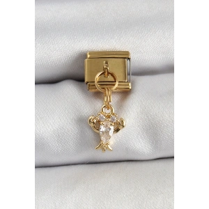 316L Çelik Sallantılı Zirkon Taşlı Yengeç Model Gold Renk Nomination Charm