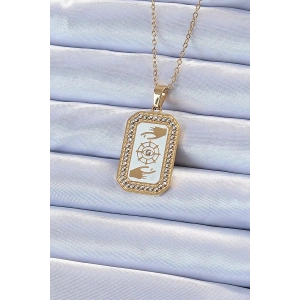 316L Çelik Zincir Altın Renk Mineli Zirkon Taşlı Göz Figür Tarot Kolye