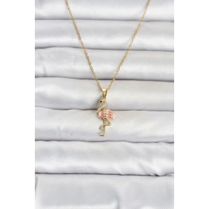 316L Çelik Zincir Gold Renk Flamingo Model Kadın Kolye