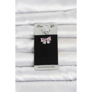 316L Cerrahi Çelik Pembe Fiyonk Model Göbek Piercing