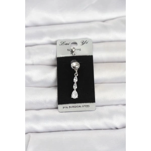 316L Cerrahi Çelik Sallantılı Damla Model Göbek Piercing