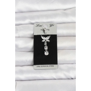 316L Cerrahi Çelik Sallantılı Kelebek Model Göbek Piercing
