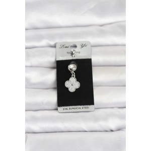 316L Cerrahi Çelik Sallantılı Yonca Model Göbek Piercing