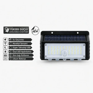 LED Duvar Lambası (44 Led, Güneş Enerjili, Hareket Sensörlü - PD672)