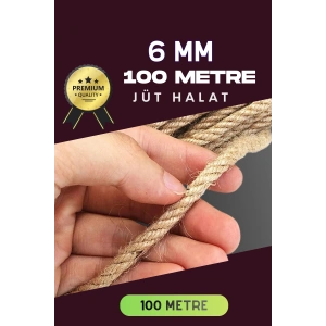 Jüt Halat Dekoratif Hasır Urgan İp (6mm, 100 Mt)