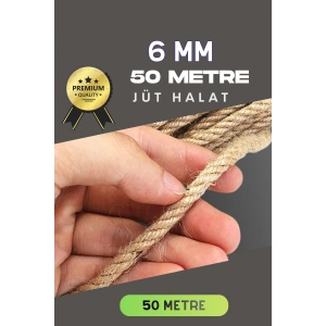 Jüt Halat Dekoratif Hasır Urgan İp (6mm, 50 Mt)
