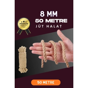 Jüt Halat Dekoratif Hasır Urgan İp (8mm, 50 Mt)