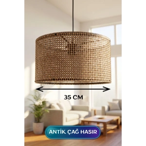 Antik Çağ Hasır Kumaş Başlıklı Sarkıt Avize (35cm)