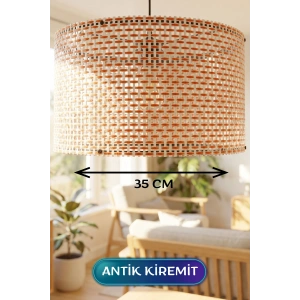 Antik Kiremit Hasır Kumaş Başlıklı Sarkıt Avize (35cm)