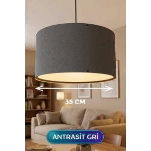 Antrasit Gri Kumaş Başlıklı Sarkıt Avize (35cm)