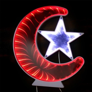 LED Dekoratif Ay Yıldız Işık Pano Türk Bayrağı Aydınlatma (Duvar Süs, WT-BM079)