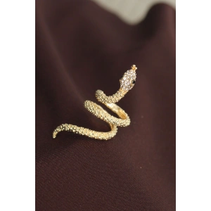 Ayarlanabilir Gold Renk Zirkon Taşlı Yılan Yüzük