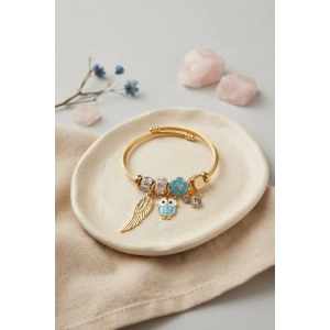 Baykuş Model Gold Renk Charmlı Bileklik