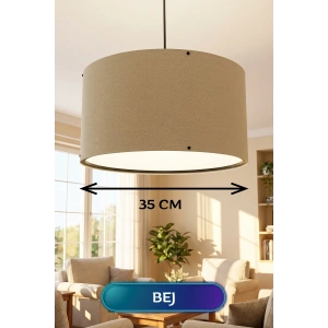 Bej Kumaş Başlıklı Sarkıt Avize (35cm)
