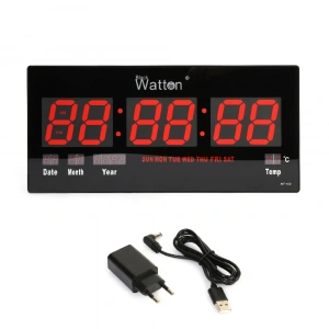 Büyük Ekran LED Dijital Duvar Saati Tarih ve Sıcaklık Göstergeli (WT-109)