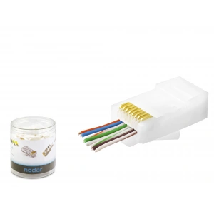 Cat6 Rj45 Konnektör - 100 Adet Beyaz (ND2406 / Özel Plastik Kutulu)