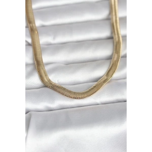 CM 14K Gold Renk Kalın Yassı Yılan Zincir Model 45 cm Kadın Kolye