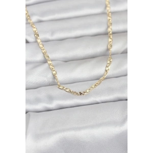 CM 14K Gold Renk Lazer Zincirli Model 60 cm Kadın Kolye