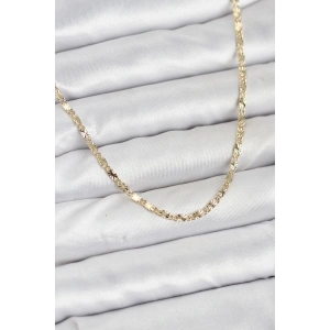 CM 14K Gold Renk Lazerli Zincir Model Kadın Kolye