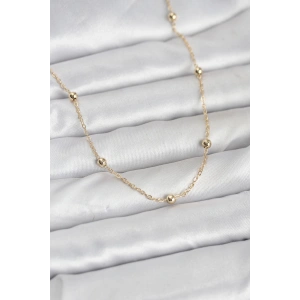 CM 14K Gold Renk Pirinç Top Zincirli 60 cm Kadın Kolye