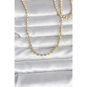 CM 14K Gold Renk Top Zincirli Model 60 cm Kadın Kolye