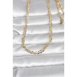 CM 14K Gold Renk Yassı Oval Zincirli Model 60 cm Kadın Kolye