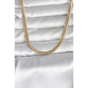 CM 14K Gold Renk Yassı Yılan Zincir Model 45 cm Kadın Kolye