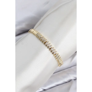 CM Arpa Model Zirkon Taşlı VIP Seri Gold Renk Pirinç Kadın Bileklik