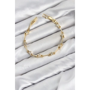 CM Gold Renk Yıldız Model Zirkon Taşlı Pirinç Kadın Bileklik