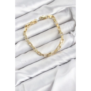 CM Kare Halka Model Gold Renk Pirinç Kadın Bileklik