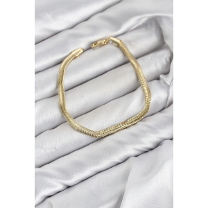 CM Yassı Yılan Zincir Model Gold Renk Pirinç Kadın Bileklik