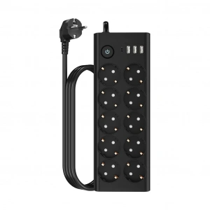 Akım Korumalı 2Mt Uzatma Çoklu Priz (10 lu, 3 USB, 1 Type-C, 3680W 16A Anahtarlı, FTR14)