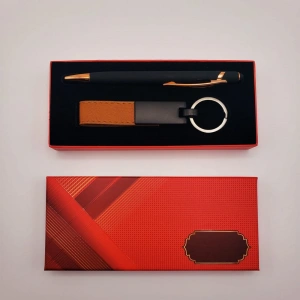 Deri Metal Anahtarlık Ve Kalem Set