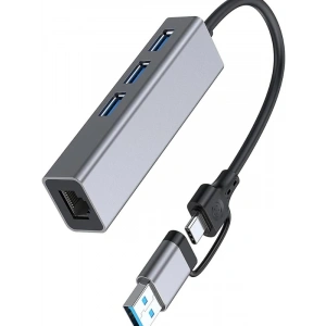 USB Çoklayıcılı Ethernet Çevirici (Type-C Usb 3 - Usb To Gigabit Ethernet ZR1109)