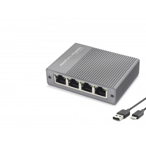 Gigabit Ethernet HUB Switch (5 Port, Type C, Güç Girişli, Gri - HDX1414)