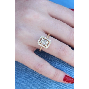 Gold Renk Baget Zirkon Taşlı Kadın Yüzük
