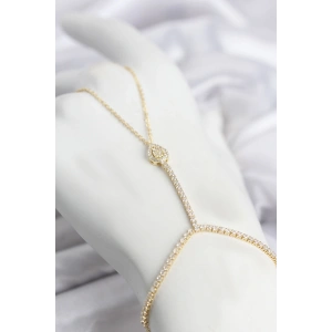 Gold Renk Pirinç Zirkon Taşlı Damla Model Şahmeran