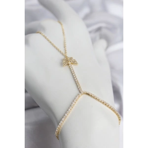 Gold Renk Pirinç Zirkon Taşlı Kelebek Model Şahmeran