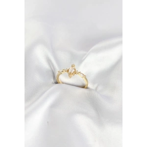 Gold Renk Vintage Model Zirkon Taşlı Yüzük