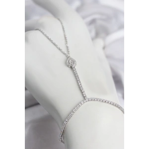 Gümüş Renk Pirinç Zirkon Taşlı Damla Model Şahmeran
