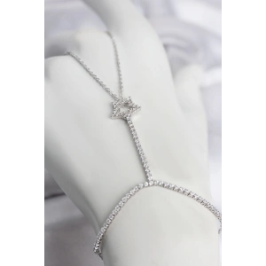 Gümüş Renk Pirinç Zirkon Taşlı Yıldız Model Şahmeran
