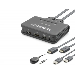 HDMI Usb Kvm Switch (2 Port HDMI, 2 Port Usb, Dahili Kablolu, Siyah - HDX1361)