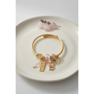 Kedili Model Pembe Charmlı Bileklik