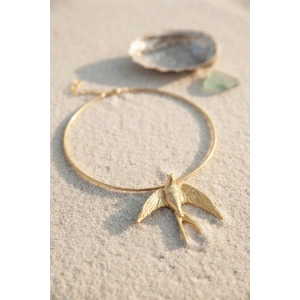 Kırlangıç Model Gold Renk Choker Kadın Kolye