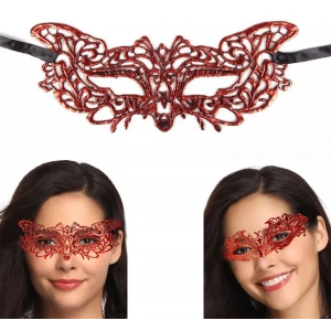 Kırmızı Dantel Masquerade Maskesi 9 No