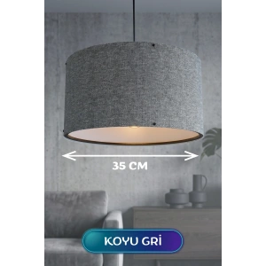 Koyu Gri Kumaş Başlıklı Sarkıt Avize (35cm)