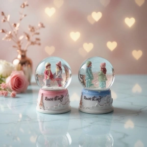 Mini Kar Küresi (Love Story Işıklı,Pilli, 7x4cm)