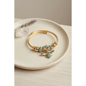Mavi Arı Model Gold Renk Charm Bileklik